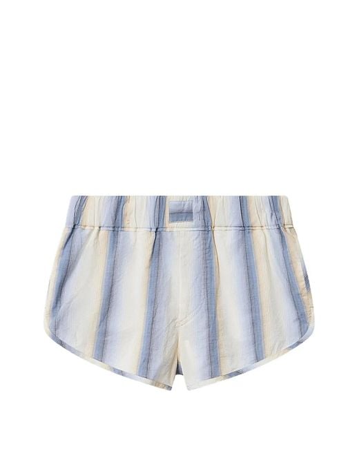 Isabel Marant Blue Melinea Striped Cotton Shorts