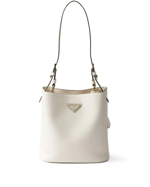 Prada White Medium Spazzolato Bucket Bag