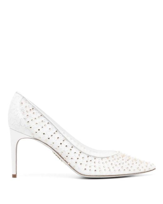Rene Caovilla White Pointed Toe Pumps