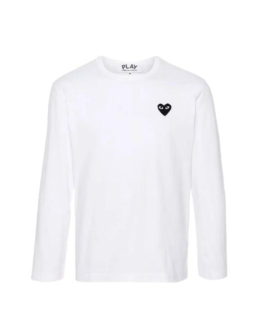 Comme des Garçons White Heart-Motif Long-Sleeve T-Shirt