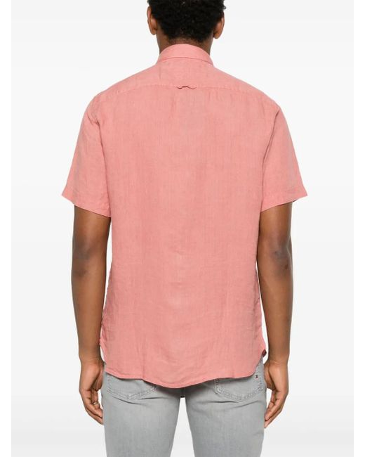 Tommy Hilfiger Leinenhemd Mit Kurzen Ärmeln in Pink für Herren