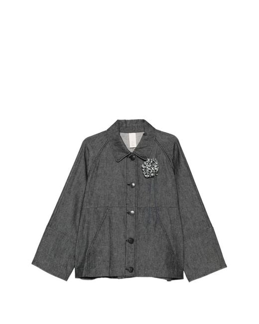 SOH Gray Brooch-Detail Jacket