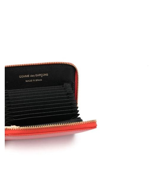 Comme des Garçons Red Zip-Up Leather Wallet for men