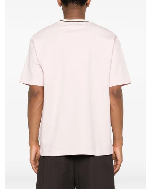 Drole de Monsieur Pink Ribbed-Trim T-Shirt for men
