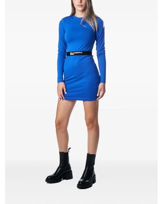 Karl Lagerfeld Blue Long-Sleeve Mini Dress