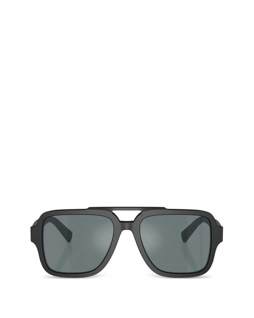 Dolce & Gabbana Gray Double-Bridge Square-Frame Sunglasses