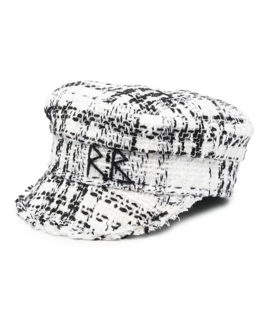 Ruslan Baginskiy White Bouclé Baker Boy Cotton Cap - Women's - Cotton