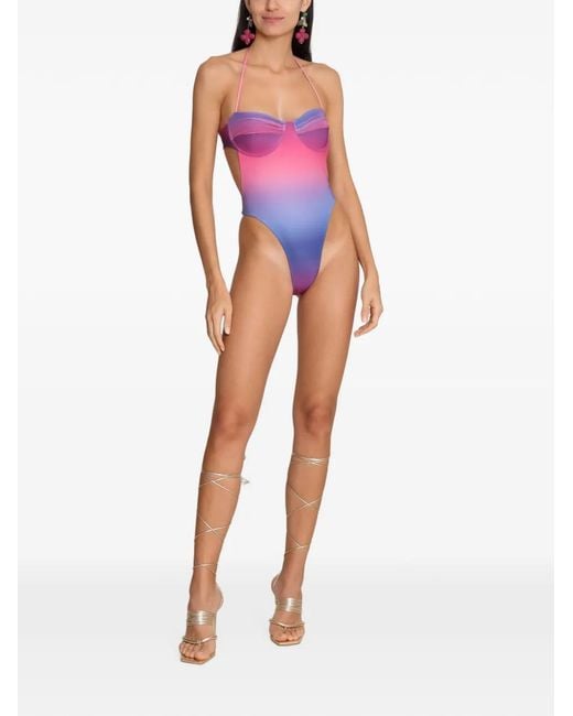 Amir Slama Purple Gradient-Effect Cut-Out Swimsuit