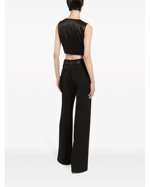Dolce & Gabbana Black Number-Patch Tailored Cropped Vest