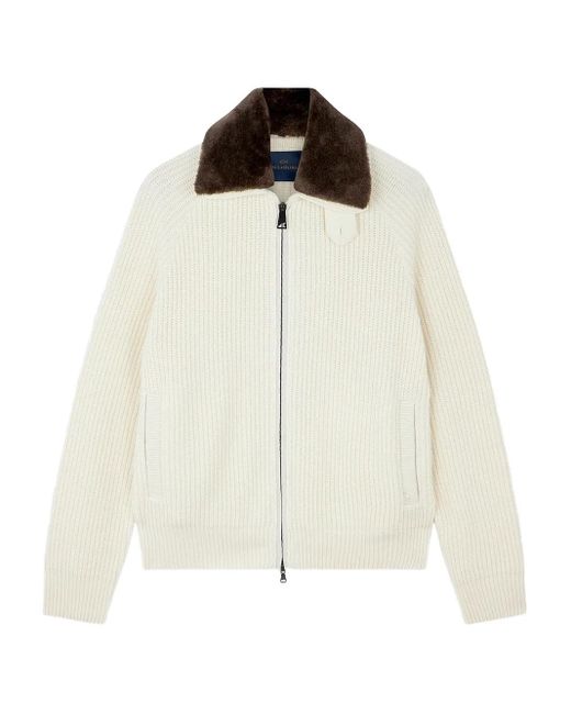 Paul & Shark White Ribbed Zip-Up Sweater for men