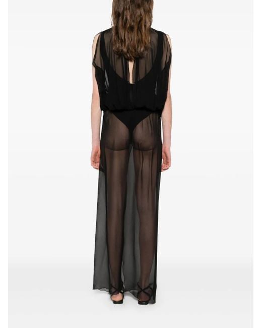 Monot Black Ärmelloses Maxikleid mit Sheer-Effekt