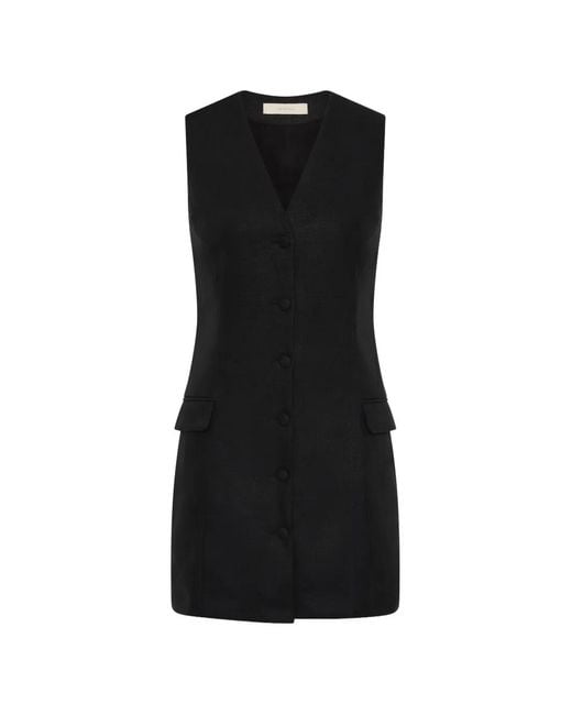 Faithfull The Brand Black Eloise Mini V-Neck Dress