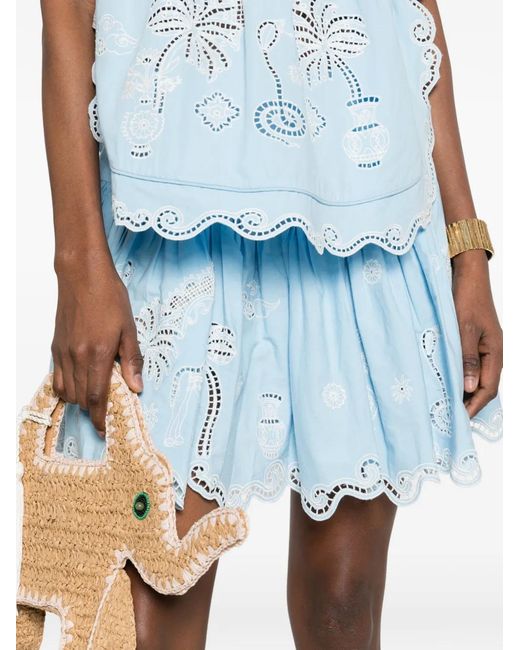 ALÉMAIS Blue Maizy Scalloped-Trim Mini Skirt