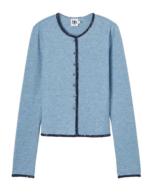B+ AB ボタンディテール カーディガン Blue