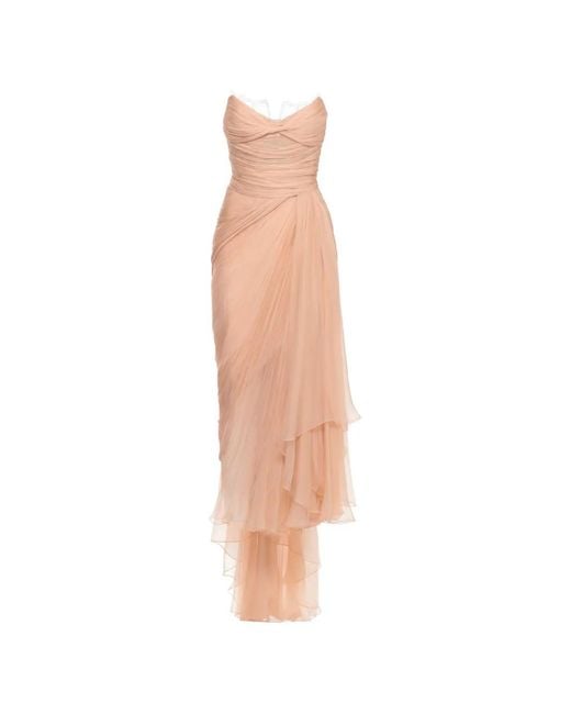 Maria Lucia Hohan White Jolie Lace-Trimmed Pleated Dress