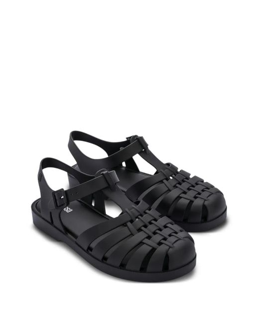 Melissa Black Possession Strappy Flat Sandals