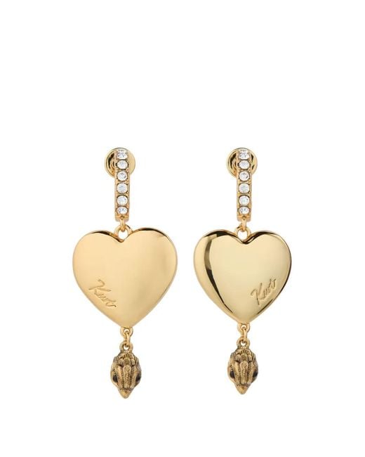 Kurt Geiger White Large Heart Crystal-Embellished Earrings