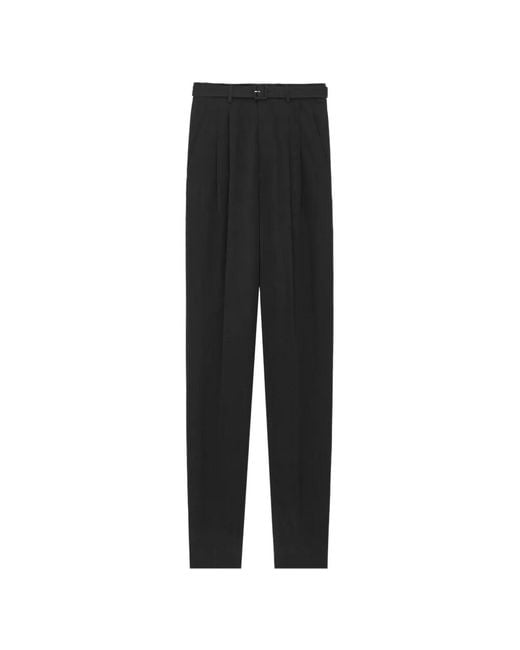 Saint Laurent Black Belted Pleated Trousers for men