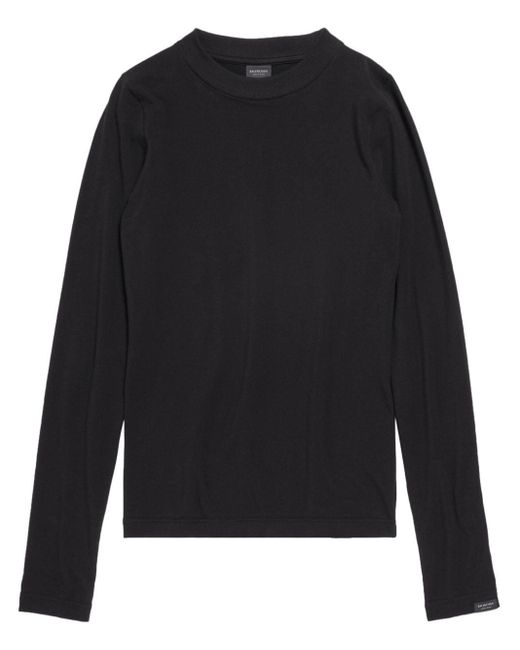 Balenciaga Black Logo-tab Long-sleeve T-shirt for men