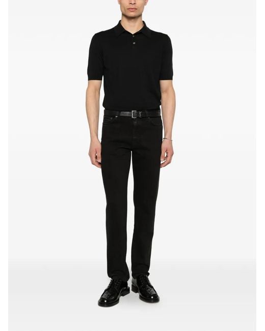 Fedeli Black Buttoned Polo Shirt for men