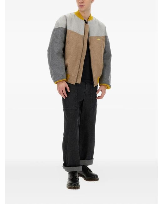 A.I.E. Gray Colour-Block Bomber Jacket for men