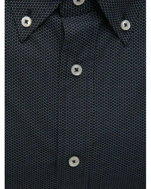 Robert Friedman Blue Patterned Button-Down Shirt for men