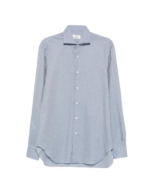 Barba Napoli Blue Spread-Collar Button-Up Shirt for men
