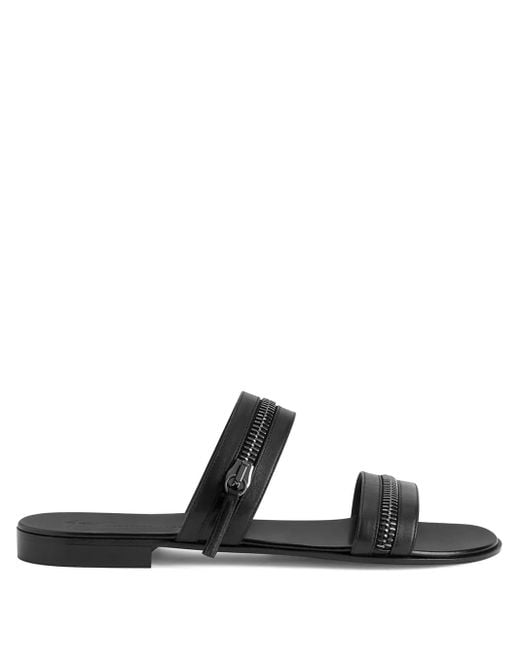 Giuseppe Zanotti Black Brad Zip-Detail Sandals for men