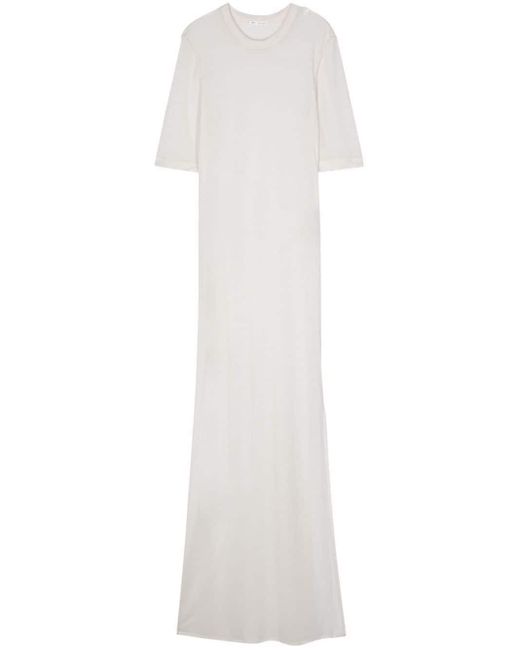 AMI Fine-knit Sheer Maxi Dress White