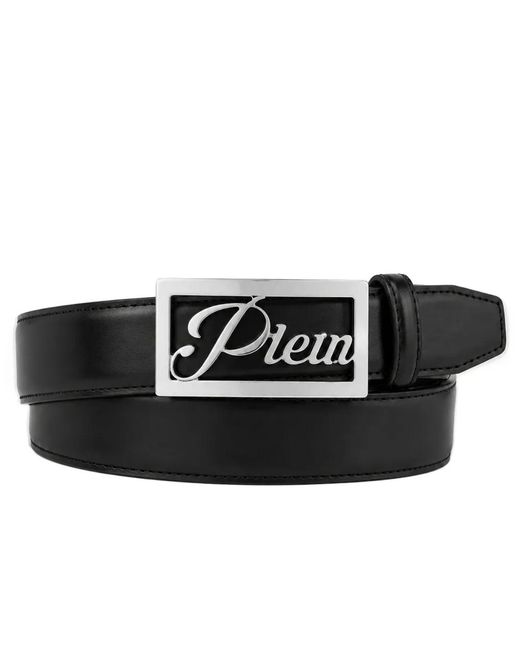 Philipp Plein Black Saffiano-Leather Belt for men