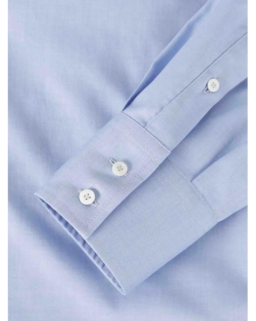 Brunello Cucinelli Blue Twill Shirt for men