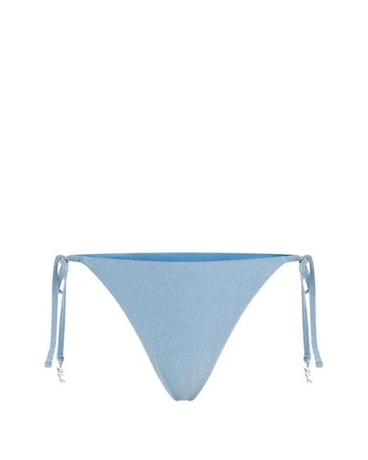 Karl Lagerfeld Blue Signature Lurex Cheeky Bikini Bottoms