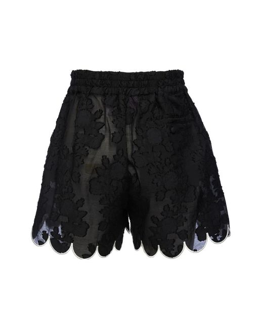 LaDoubleJ Black Floral Jacquard Shorts