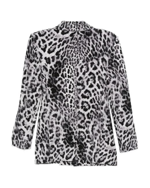 Norma Kamali Gray Leopard-Print Blazer