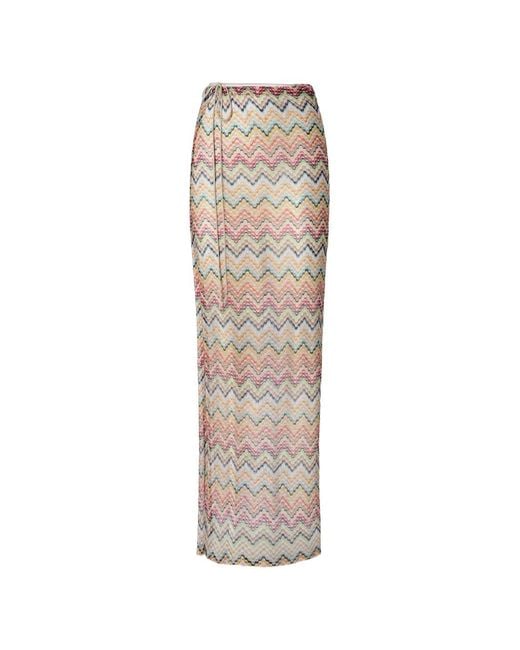 Missoni White Long Pareo Skirt With Print