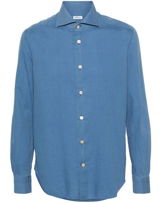Kiton Blue Long-sleeve Cotton Shirt for men