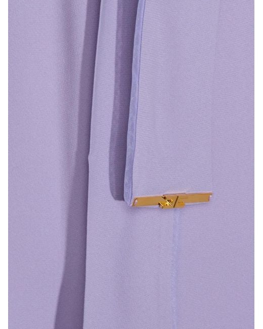 Elisabetta Franchi Purple Tie Long-Sleeve Shirt