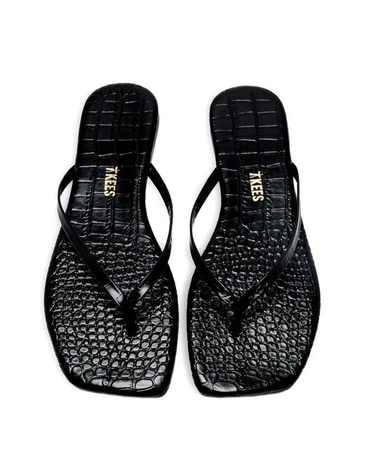 TKEES Black Lily Square-Toe Sandals