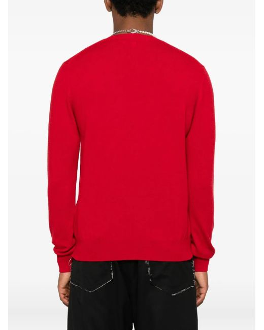 COMME DES GARÇONS PLAY Red Heart-Emblem Rhinestone-Embellishment Cardigan
