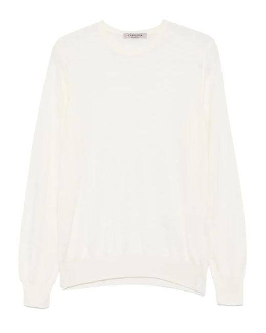 Fileria White Crew-Neck Wool Sweater for men