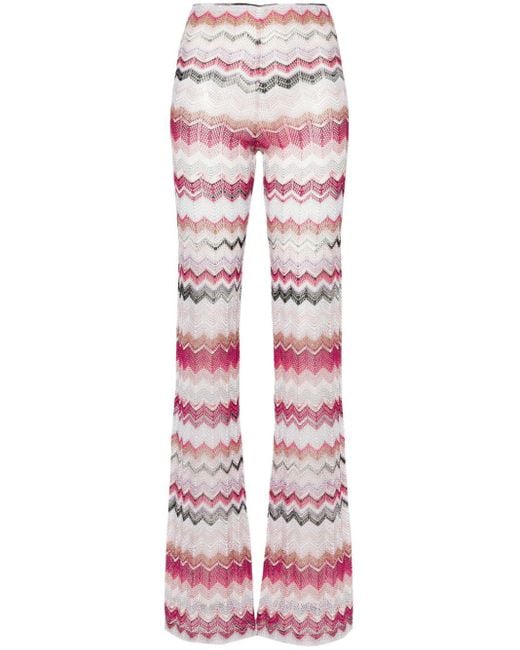 Pantaloni all'uncinetto con motivo a zigzag di Missoni in Pink