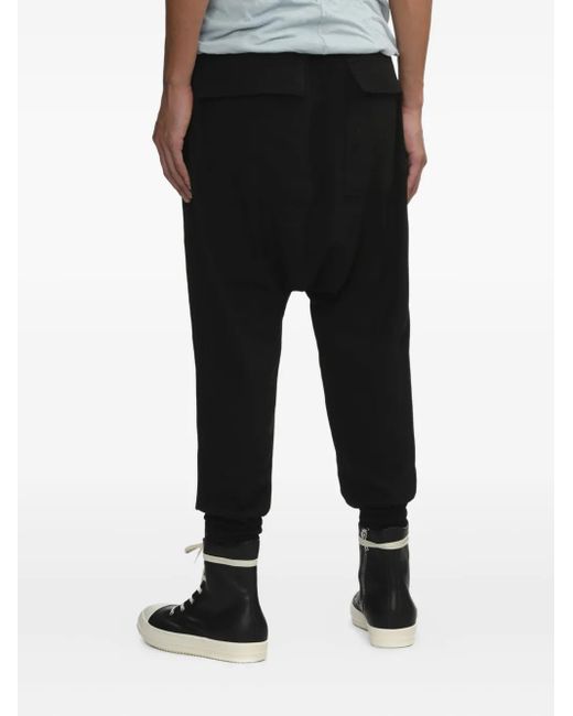 Rick Owens Black Drop Crotch Trousers for men