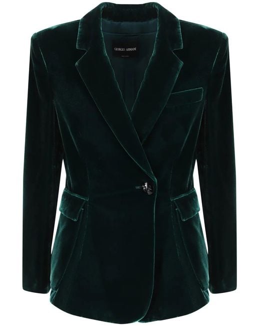 Giorgio Armani Black Velvet Single-Breasted Blazer Jacket
