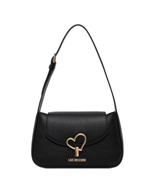 Love Moschino Black Heart Turnlock Shoulder Bag