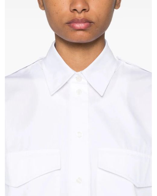 Victoria Beckham White Logo-Embroidered Cotton Shirt