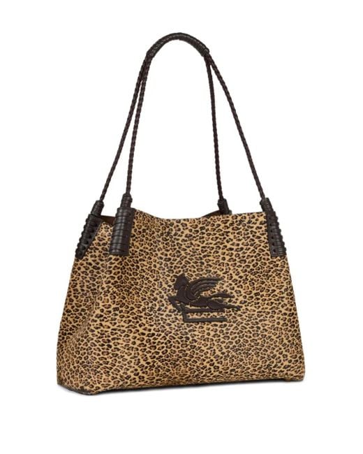 Etro Libra レオパード ハンドバッグ S Metallic