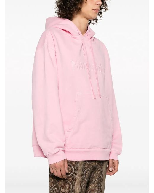 Nanushka Pink Logo-Embroidered Cotton Hoodie