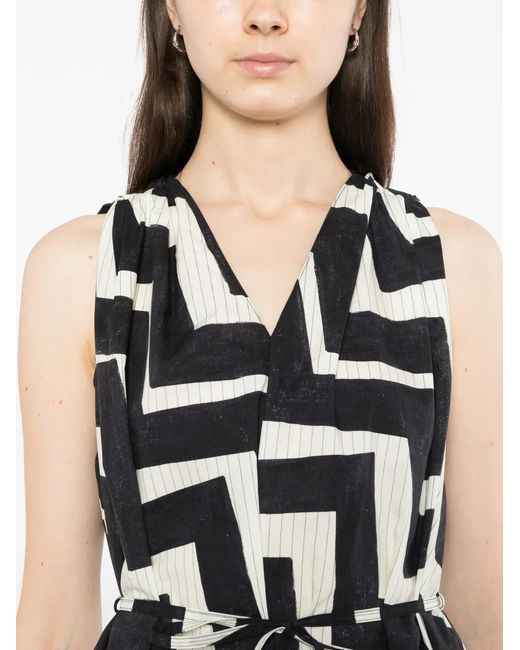 JNBY White Chevron-Print A-Line Dress