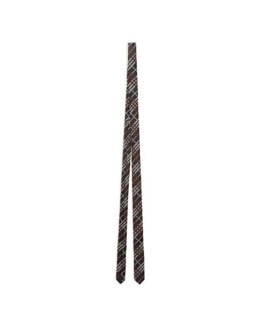 Burberry White Skinny Check Silk Tie for men