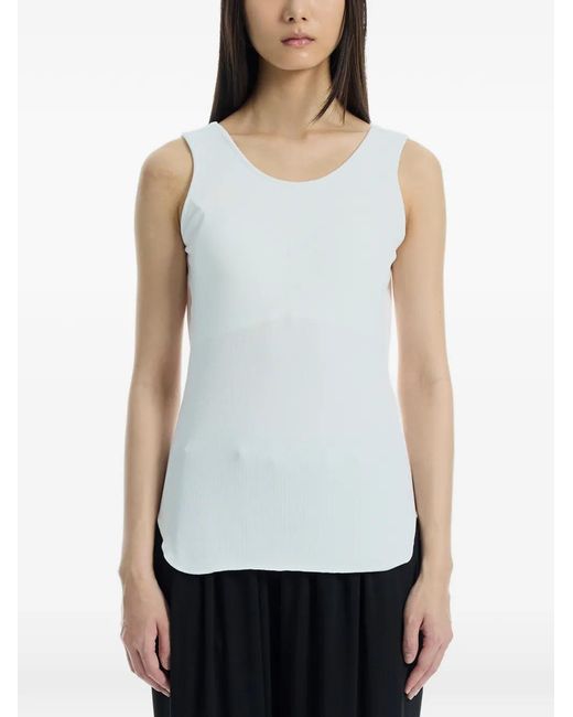 determ White Ribbed Scoop-Neck Tank Top